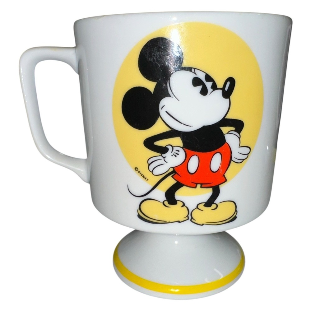1970's Style Walt‎ Disney Mickey Mouse Pedestal Footed Coffee Mug Cup Retro-Read